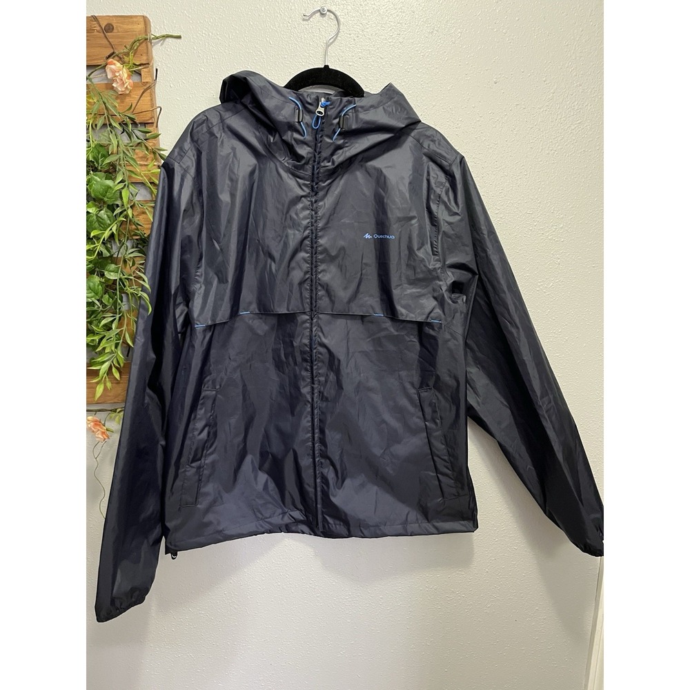 Decathlon Quechua‎ Mens Navy Blue Lightweight Hooded Windbreaker Jacket Size L